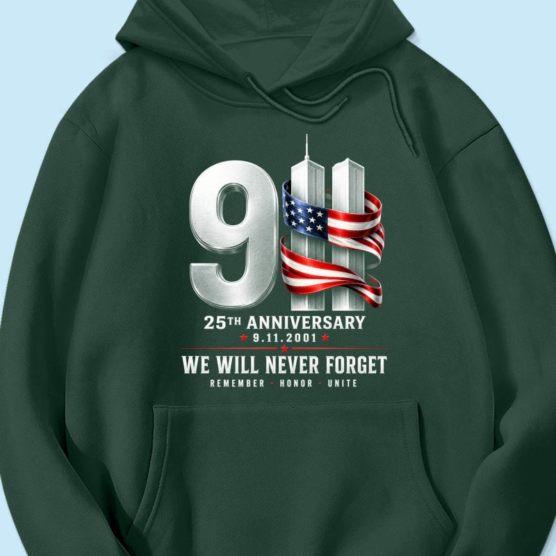 9/11 25th Anniversary Memorial T-Shirt, Patriotic American Flag Tribute