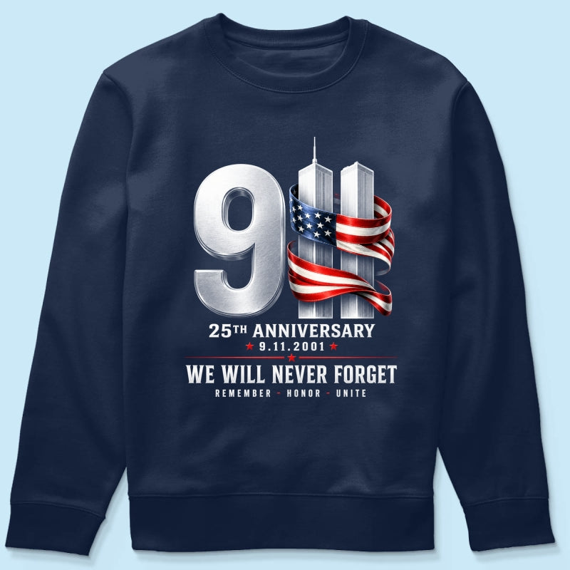9/11 25th Anniversary Memorial T-Shirt, Patriotic American Flag Tribute