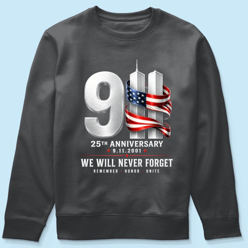 9/11 25th Anniversary Memorial T-Shirt, Patriotic American Flag Tribute