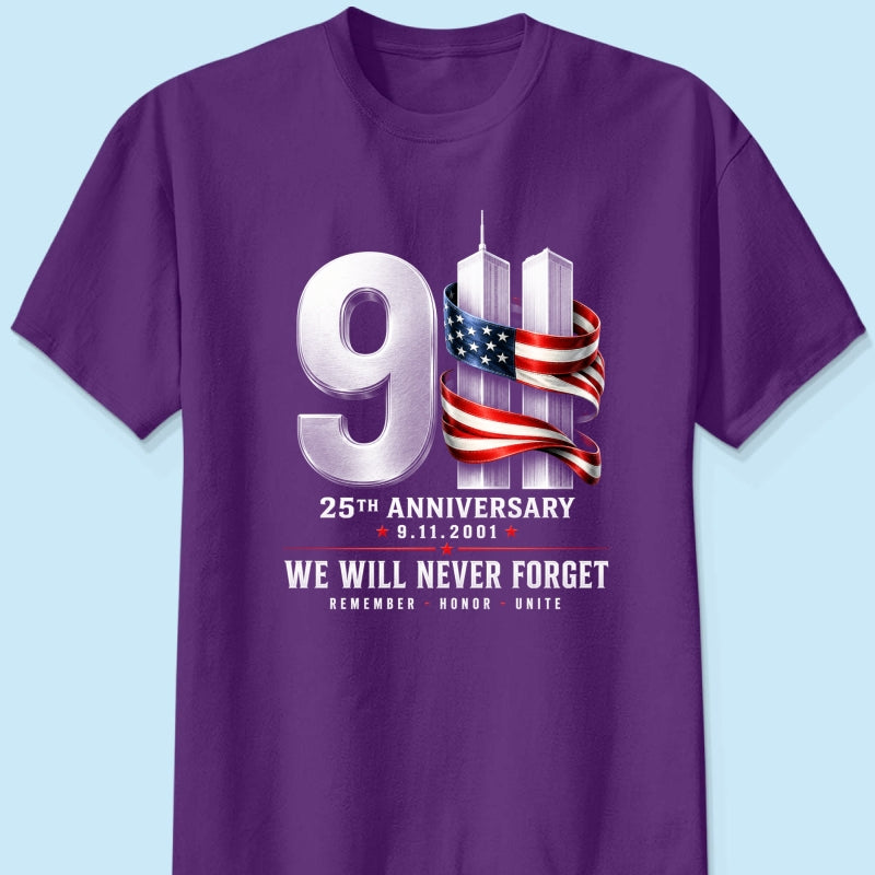 9/11 25th Anniversary Memorial T-Shirt, Patriotic American Flag Tribute