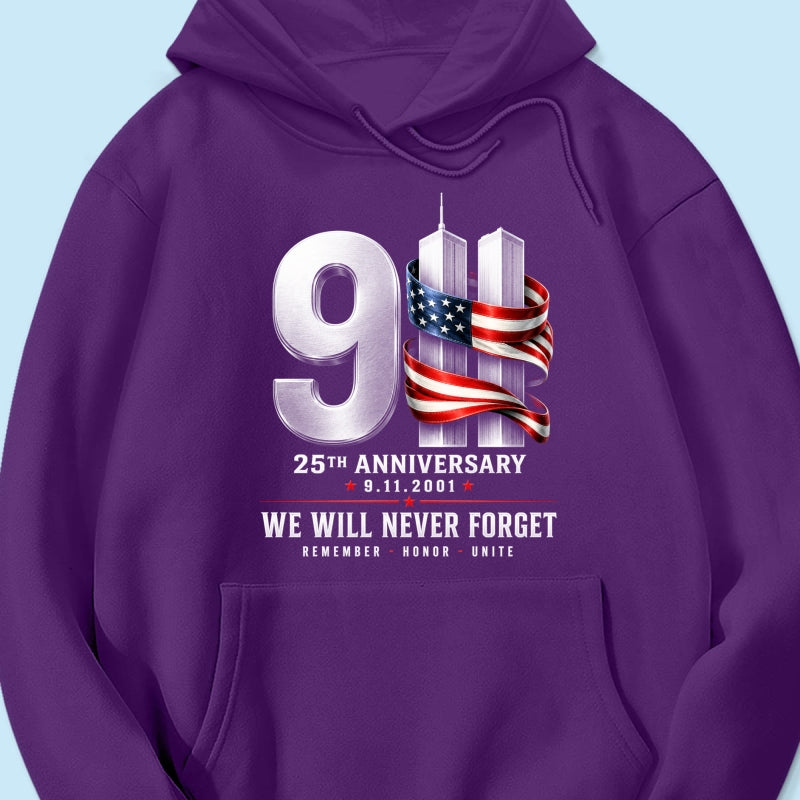 9/11 25th Anniversary Memorial T-Shirt, Patriotic American Flag Tribute