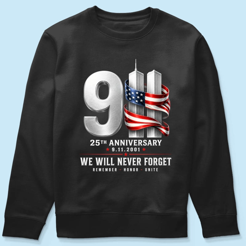 9/11 25th Anniversary Memorial T-Shirt, Patriotic American Flag Tribute