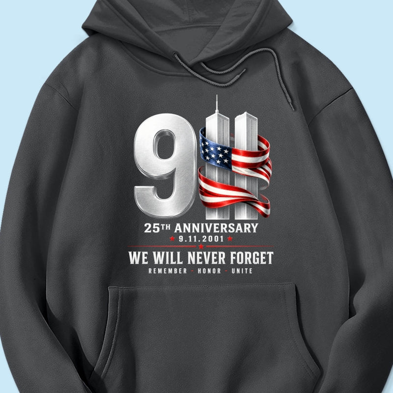 9/11 25th Anniversary Memorial T-Shirt, Patriotic American Flag Tribute
