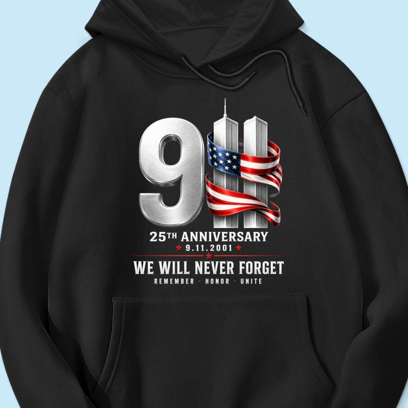 9/11 25th Anniversary Memorial T-Shirt, Patriotic American Flag Tribute