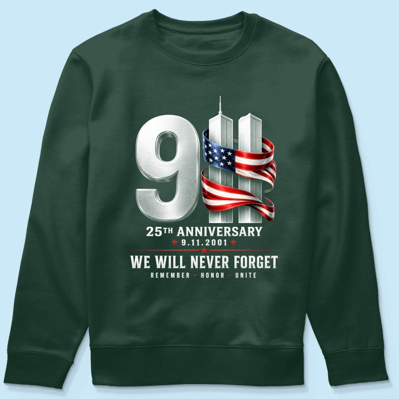 9/11 25th Anniversary Memorial T-Shirt, Patriotic American Flag Tribute