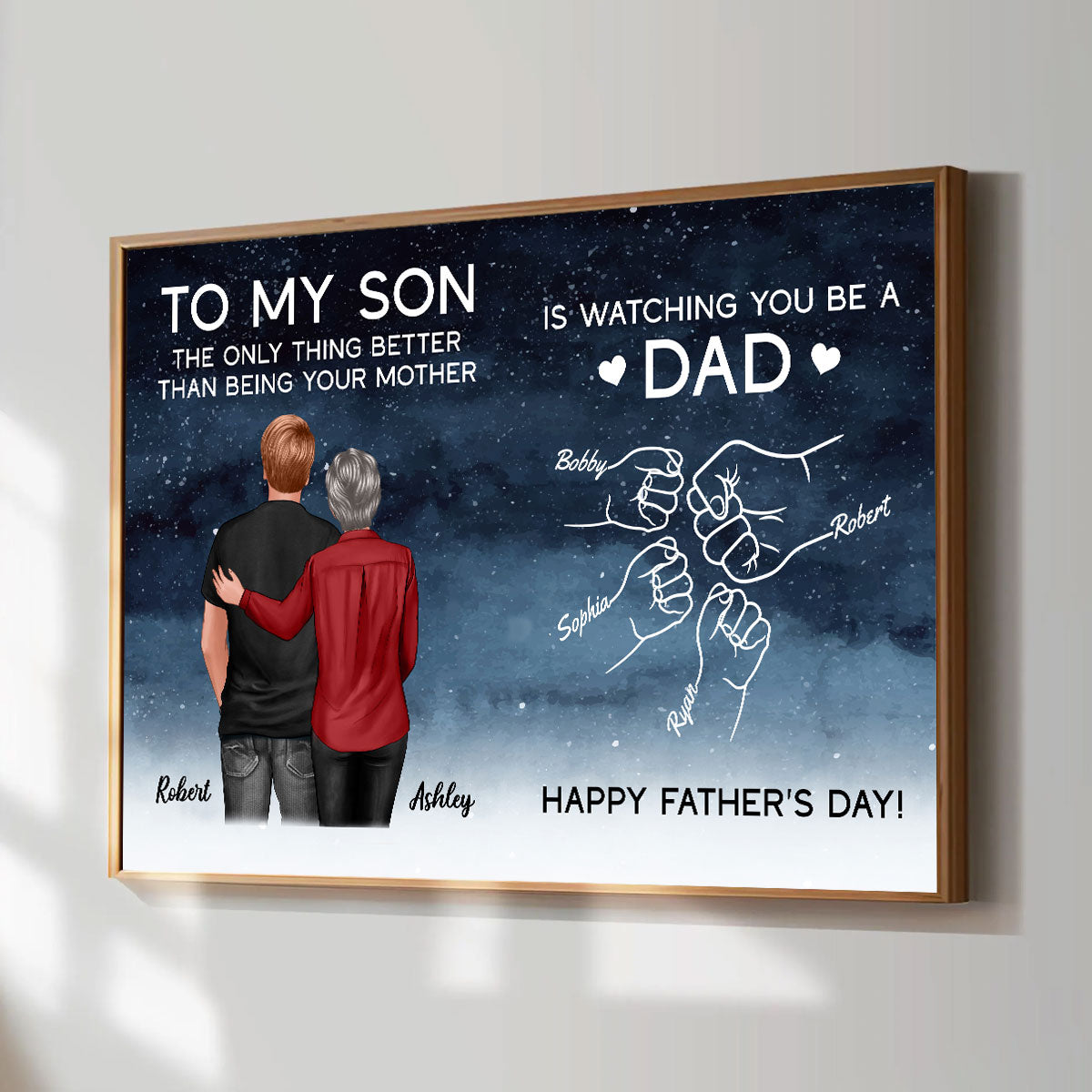 Watching You Be A Dad From Mom Dad To Son Starry Night Personalized Poster, Gift For Son