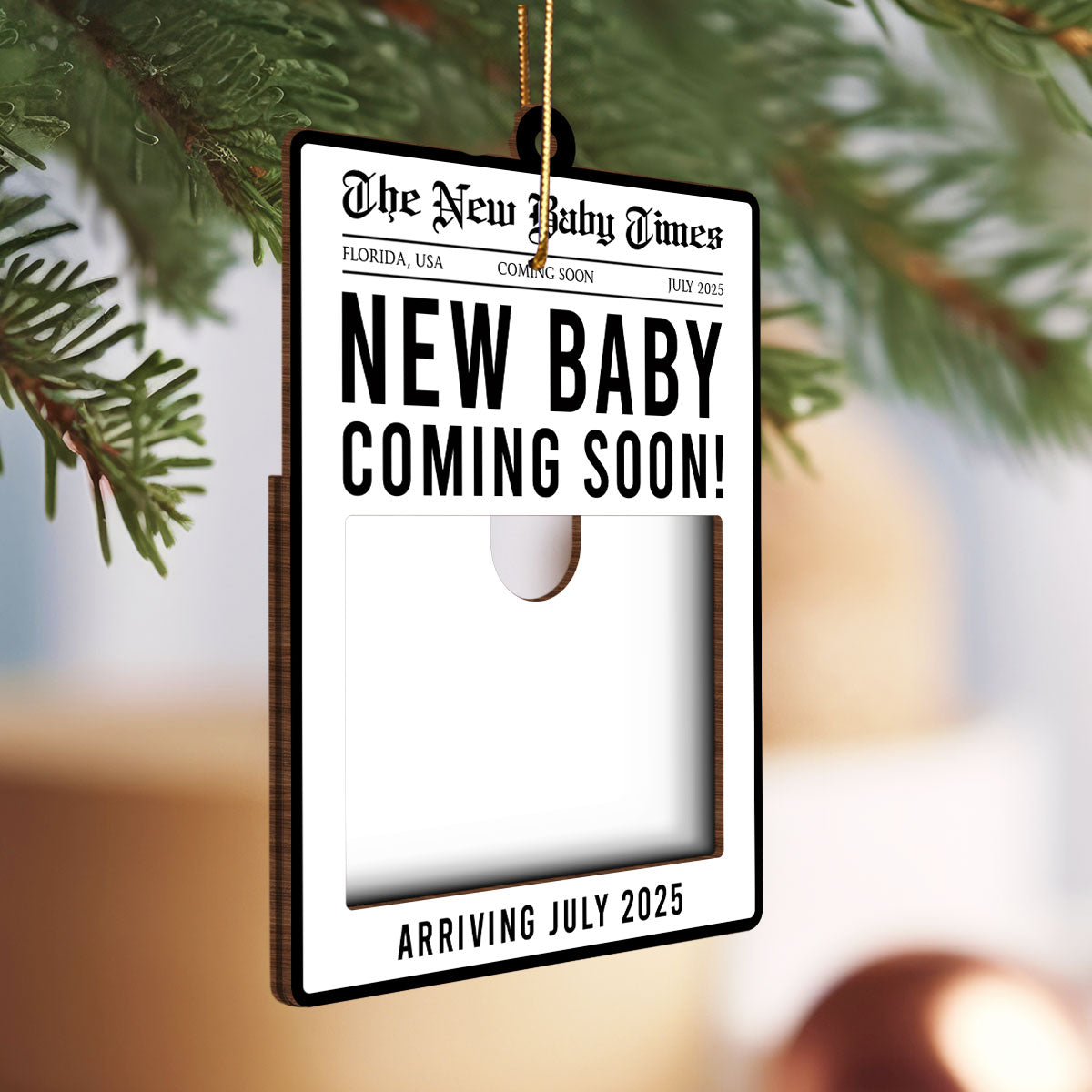 The New Baby Times Personalized Photo Frame Ornament, Unique Pregnancy Announcement, Baby First Christmas, Gift For New Mom, New Dad