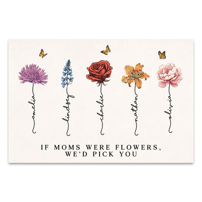 Vintage Birth Month Flowers If Mom Were Flowers Gift For Mom Personalized Horizontal Poster