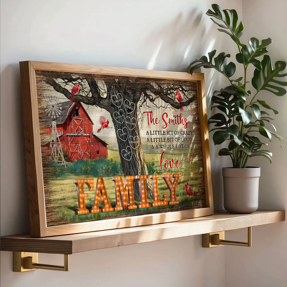Personalized Family Names Tree Farmhouse Marquee Poster, Wall Art Decor, Family Gift