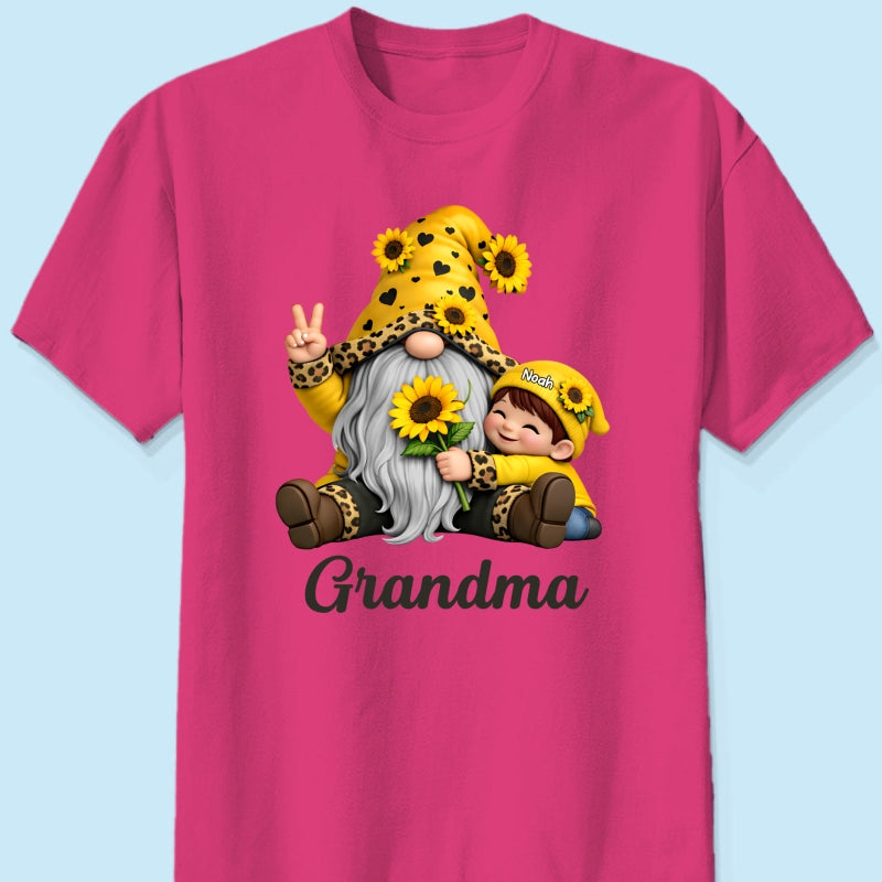 Gnome Grandma & Grandkids Sunflower - Personalized Shirt - Sentimental Gift for Grandma