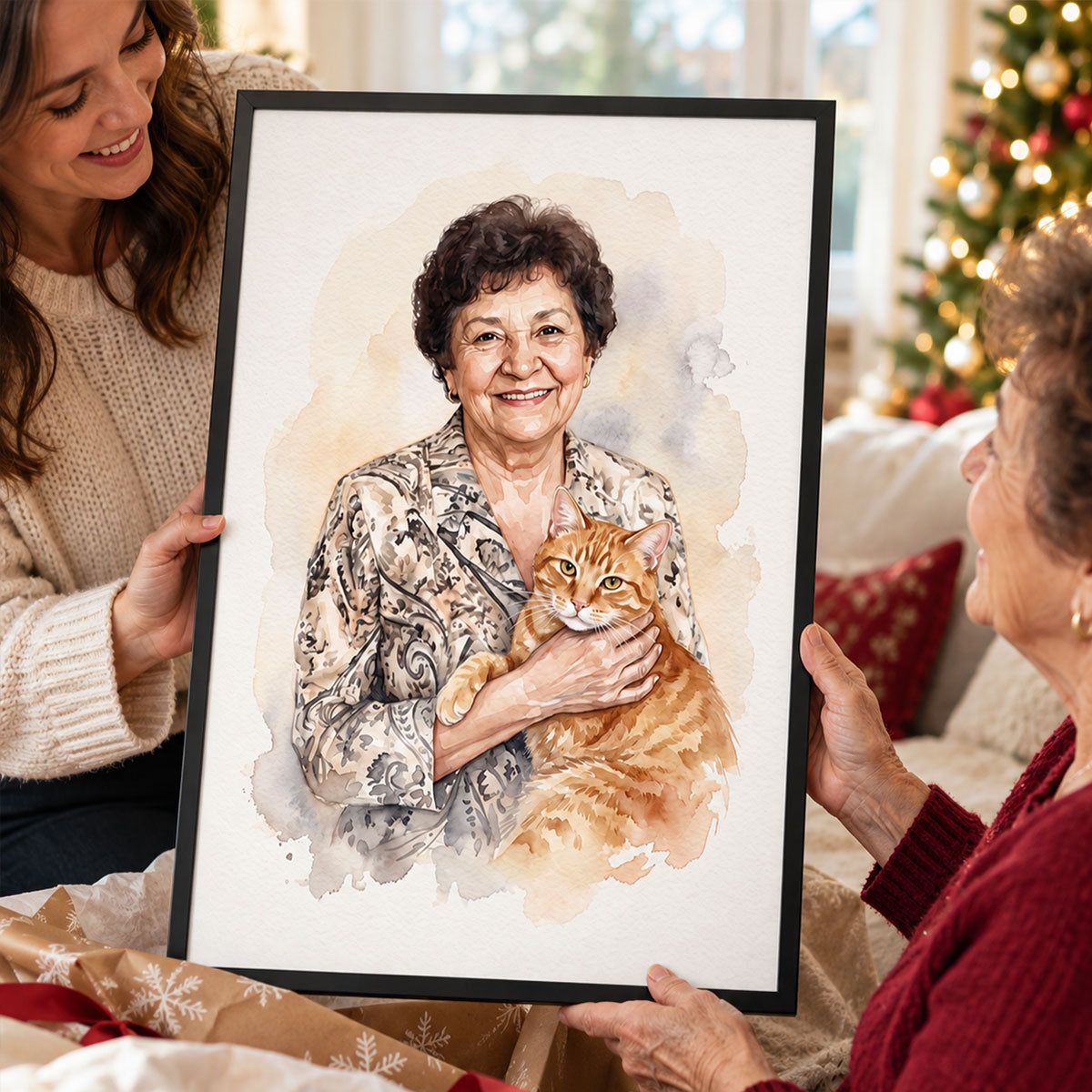 Add Deceased Pet to Photo, Merge Multiple Pictures - Personalized Poster - Custom Dog Cat Memorial Portrait, Sympathy Gift