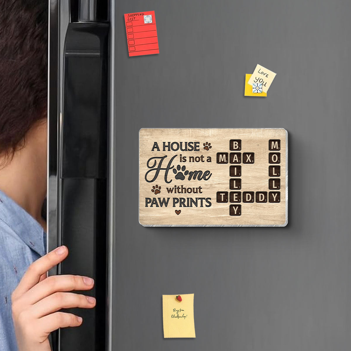 Pet Lover Home Decor Home With Paw Prints Crossword Puzzle Art Personalized Acrylic Fridge Magnet