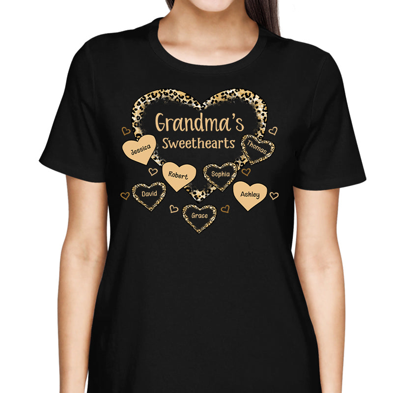 Grandma Mom Leopard Pattern Sweethearts Personalized Shirt