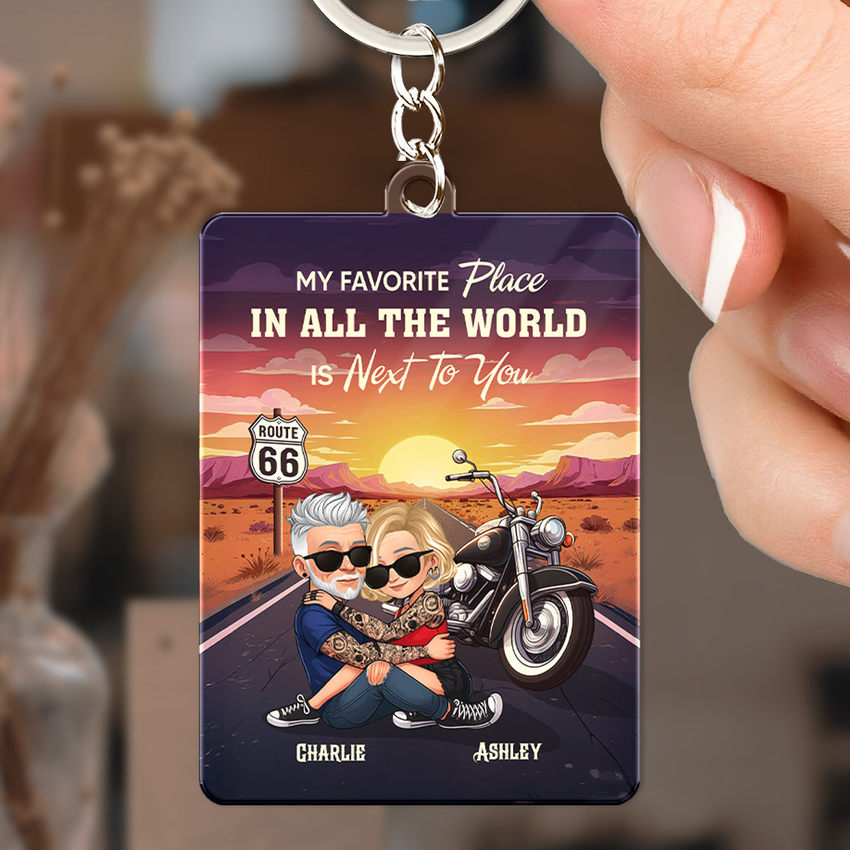 Bikers Couple Riding Partners for Life Personalized Acrylic Keychain, Gift for him, Gift for her