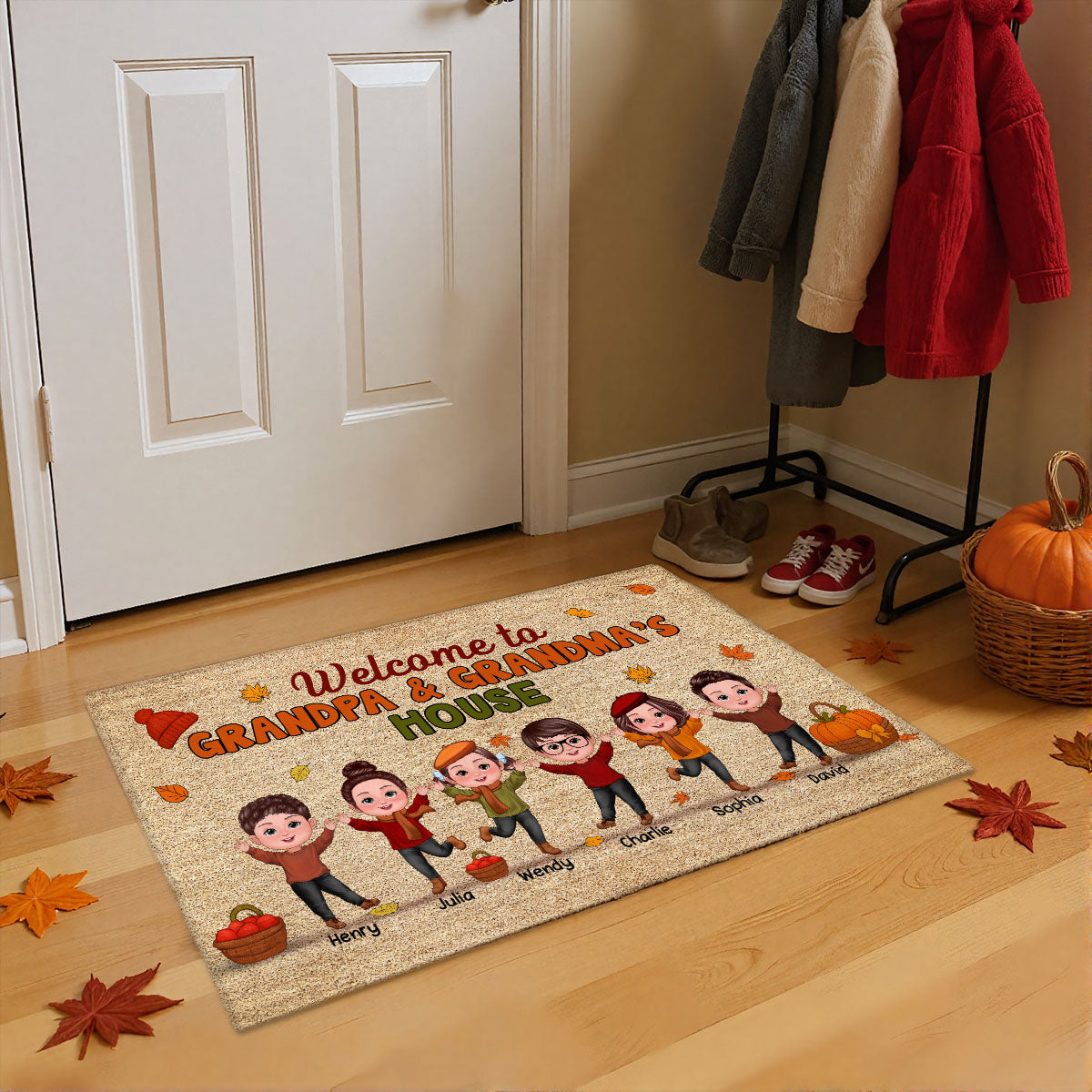Fall Season Welcome To Grandma Grandpa House Personalized Doormat