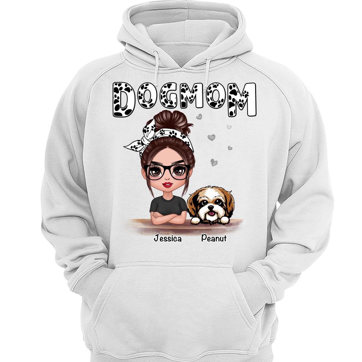 Doll Dog Mom Paw Pattern Personalized Shirt