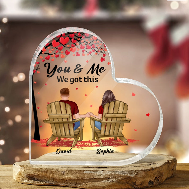 Couple Sitting Back View Under Tree Personalized Heart Plaque