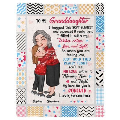 To My Granddaughter Grandson Feel My Love Within Grandma Grandkid Hugging Personalized Fleece Blanket