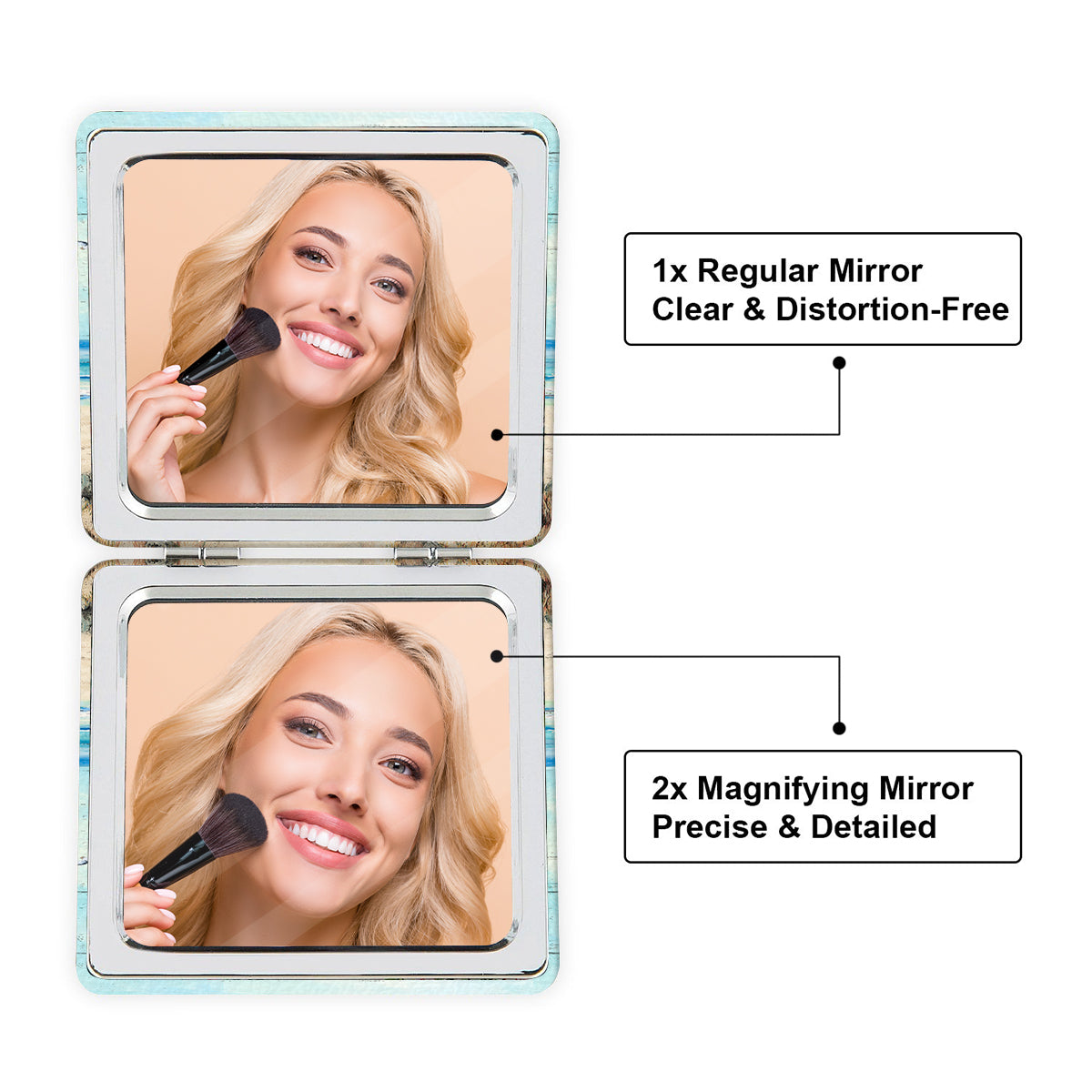 Back View Couple Sitting Beach Landscape You & Me We Got This Personalized Square Compact Mirror