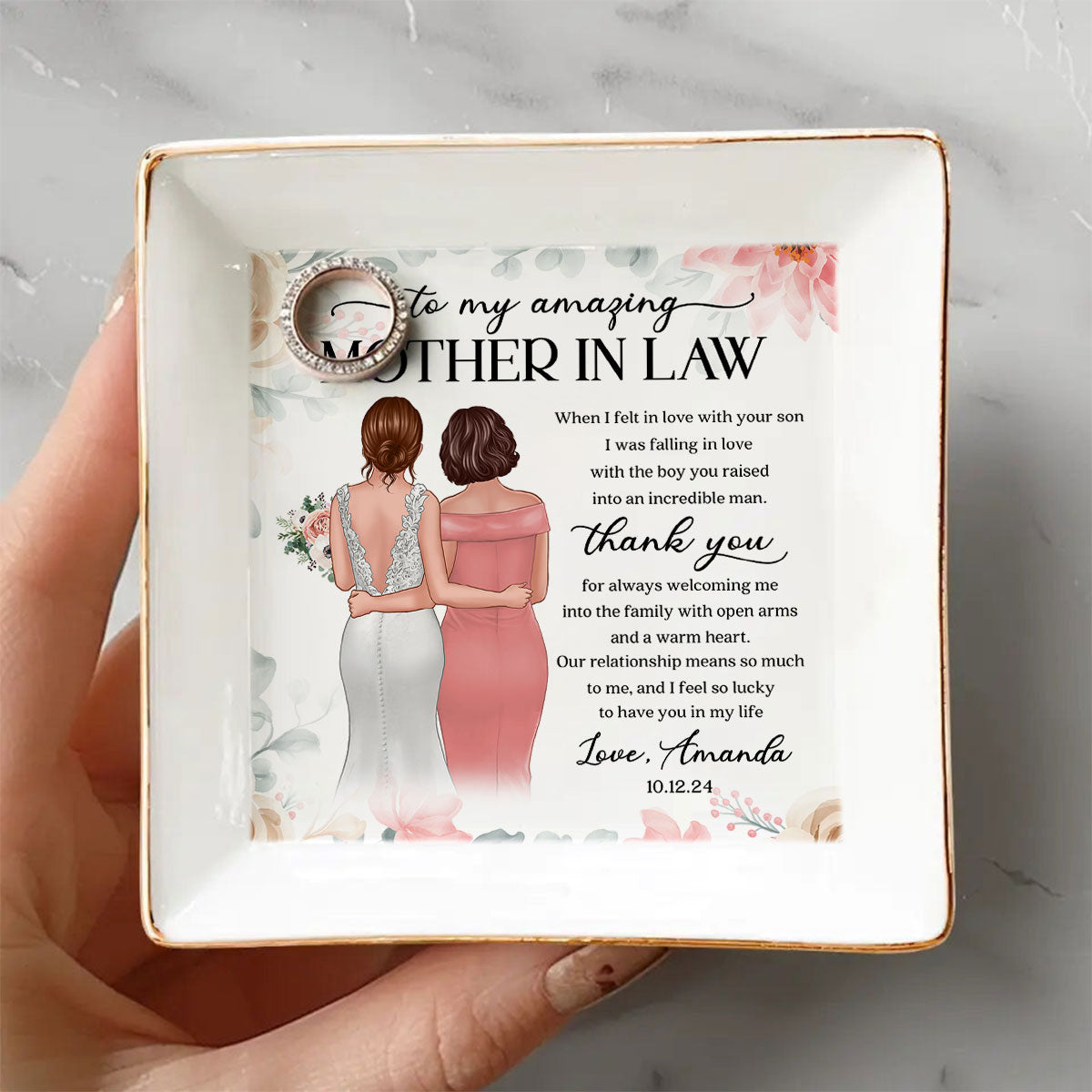 To My Amazing Mother In Law Personalized Jewelry Dish, Unique Wedding Gift, Sentimental Gift For Mother In Law From Bride