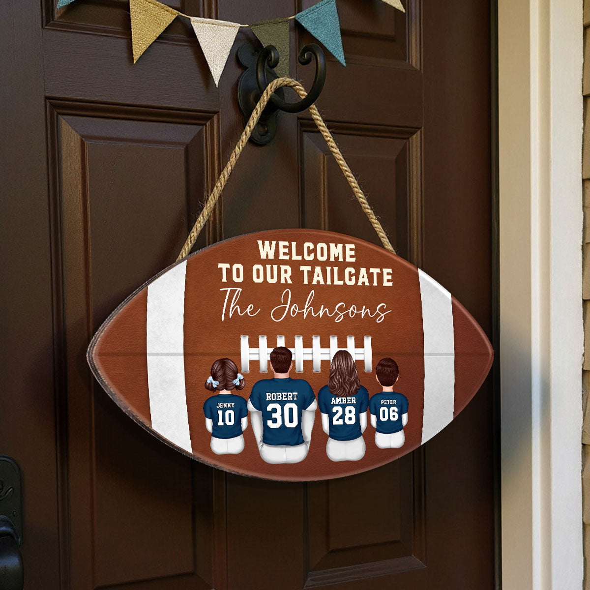 Welcome To Our Tailgate Football Family Decor Personalized Wooden Sign