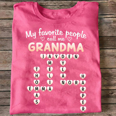 Favorite People Call Me Grandma Crossword Puzzle - Personalized Shirt - Mother's Day Gift For Grandma