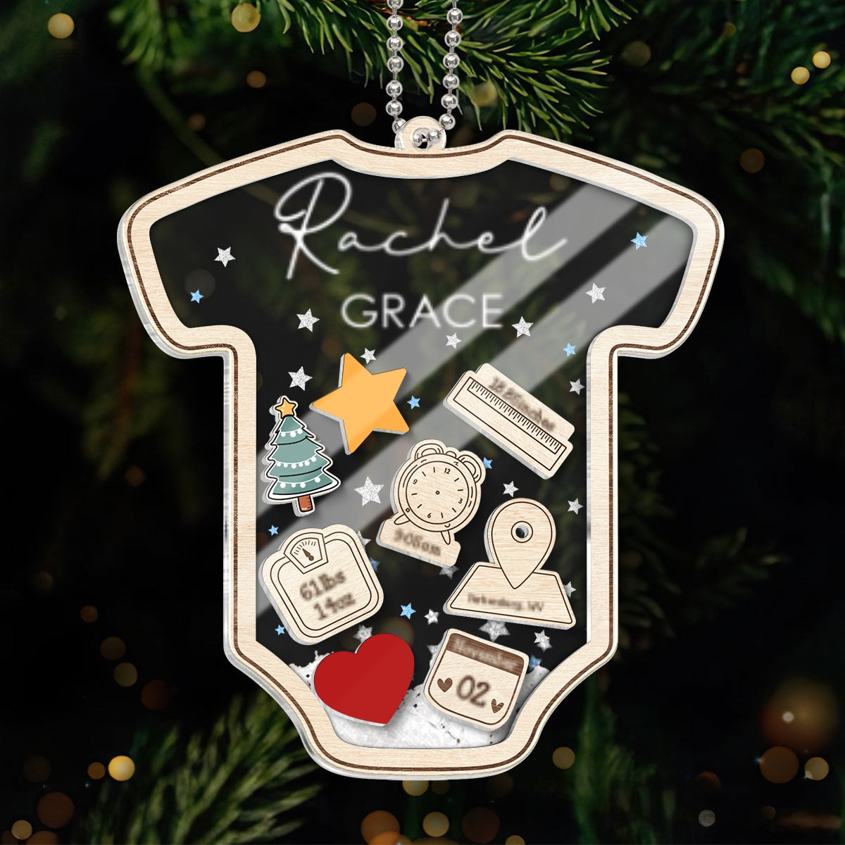 Baby's First Christmas Personalized 4D Shaker Ornament, Custom Newborn Gift