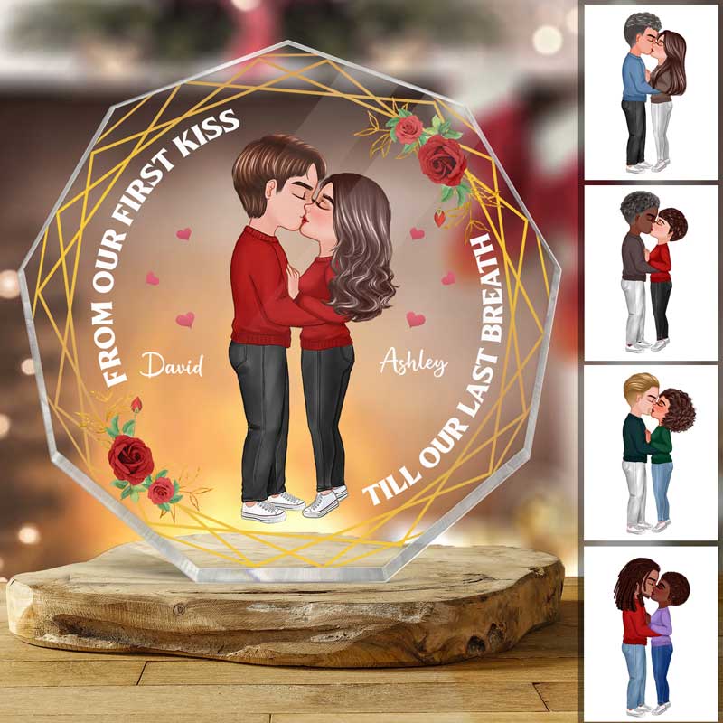 Doll Couple Kissing Valentine‘s day Gift Personalized Nonagon Acrylic Plaque