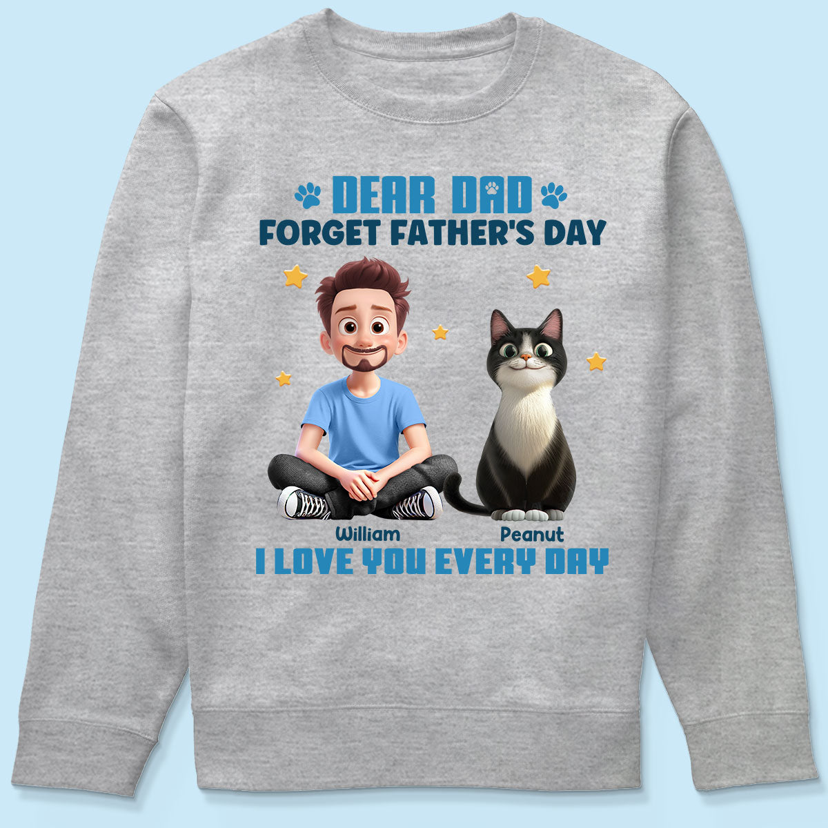 Forget Father's Day We Love You Every Day Cartoon Man & Cats Gift For Cat Lover Personalized Shirt