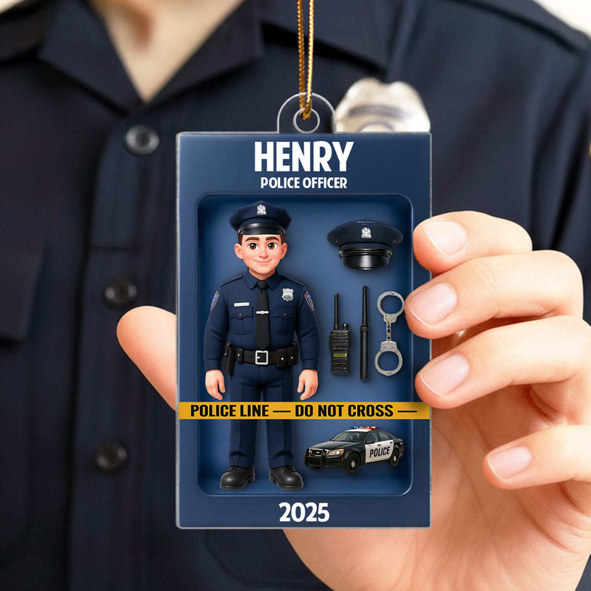 Police Officer Action Figure 3D Effect Personalized Acrylic Ornament - Special Gift For Police