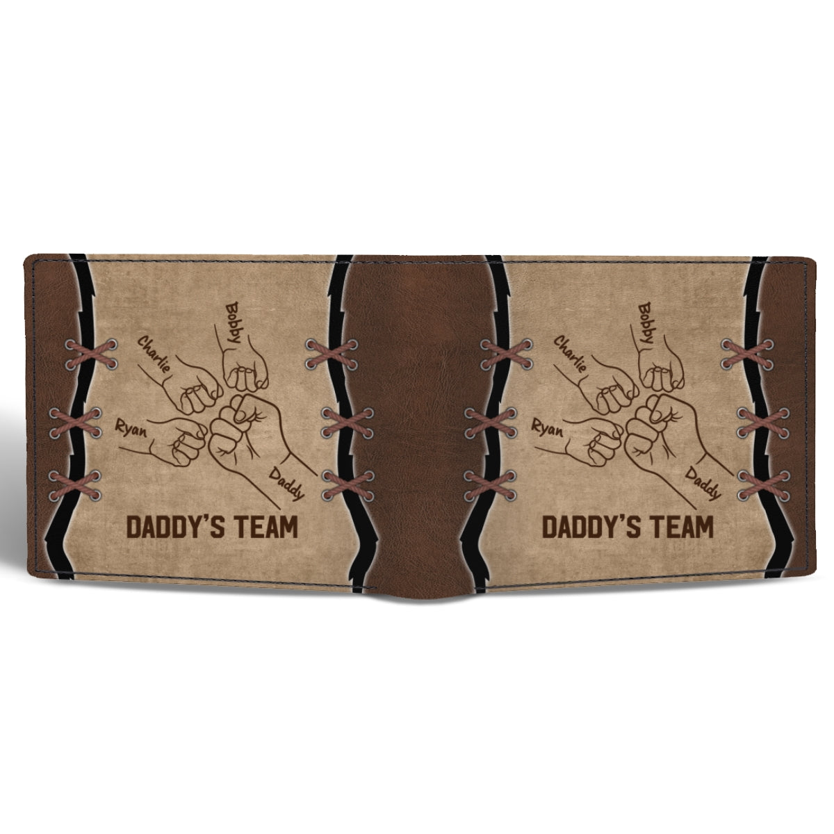 Daddy‘s Team Fist Bump Outline Gift For Dad Personalized Men’s Wallet