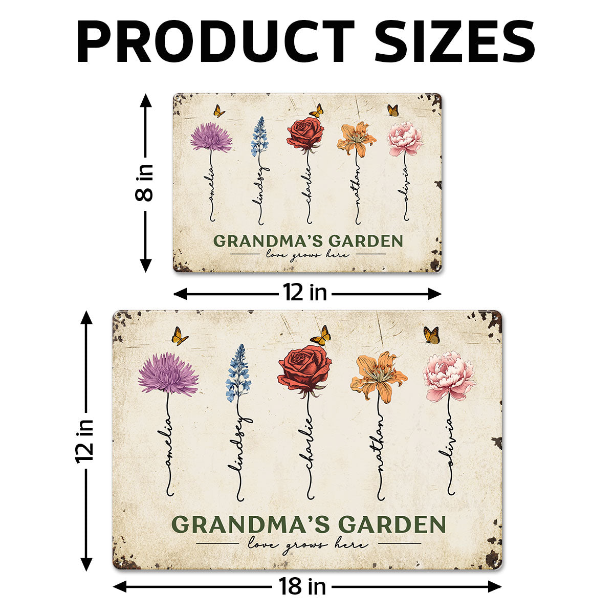 Grandma‘s Garden Birth Flowers Garden Decor Gift For Grandma Personalized Metal Sign