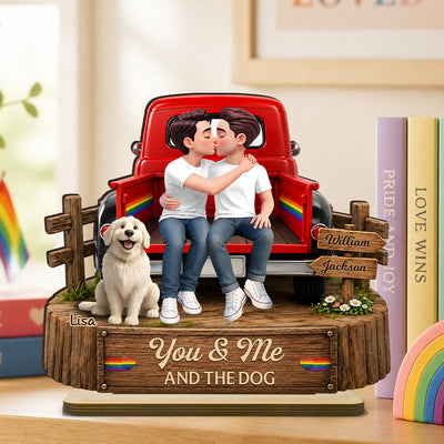 LGBT+ Couple You & Me And The Dogs - Personalized 2-Layered Wooden Plaque - Gift For Couple, Happy Pride Month