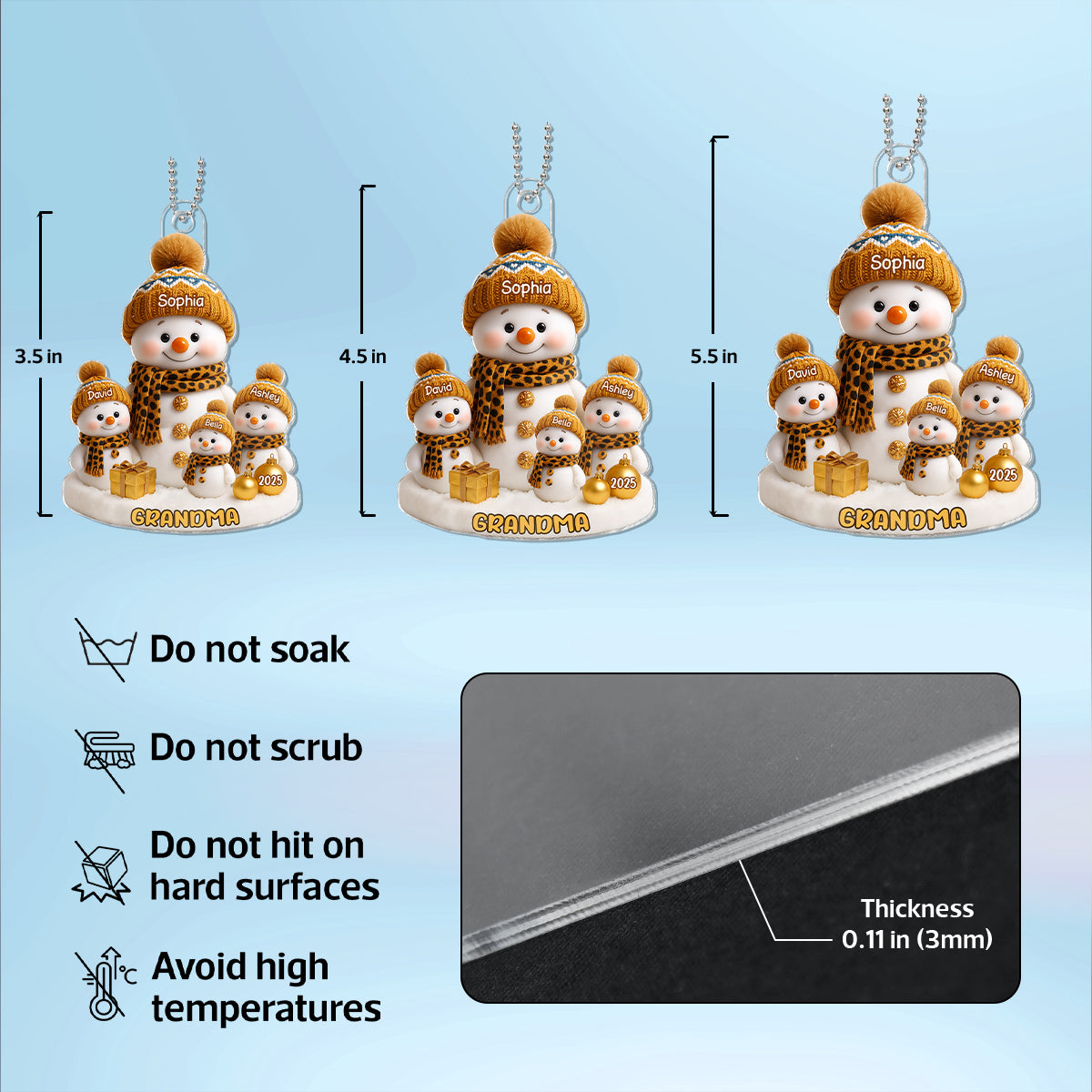 Grandma's Little Snowman Personalized Acrylic Ornament, Christmas Gift for Grandma