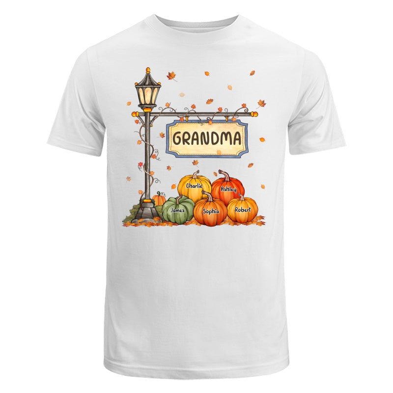 Fall Season Grandma Mom Lamp Post Pumpkins Personalized Shirt