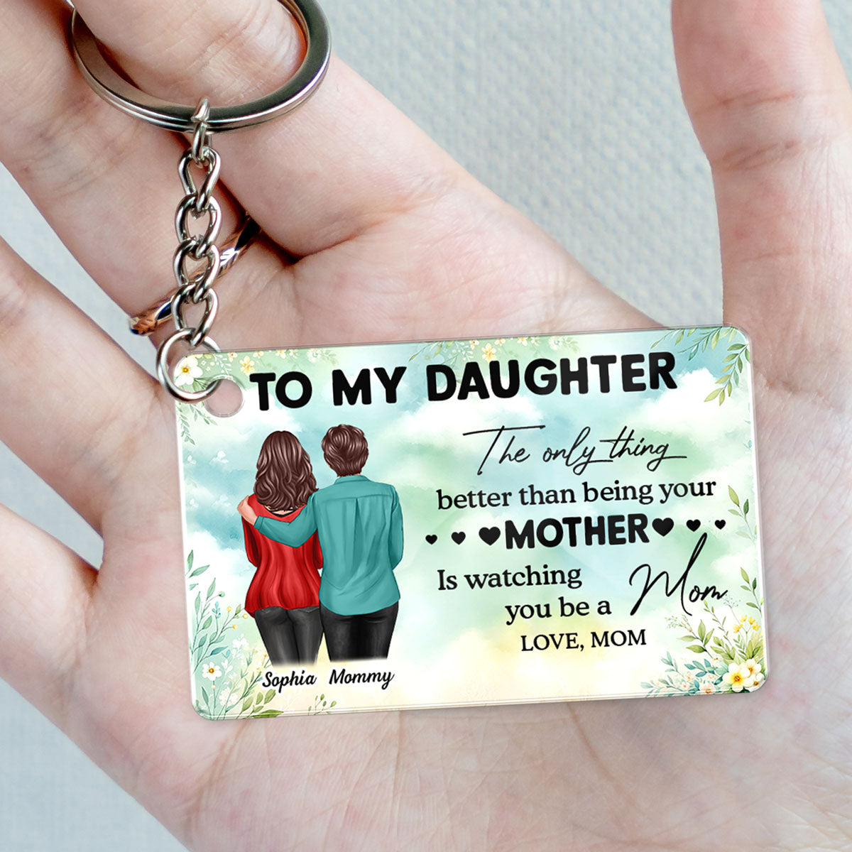 To My Daughter From Mom - Personalized Acrylic Keychain - Heartfelt Gift For Daughter
