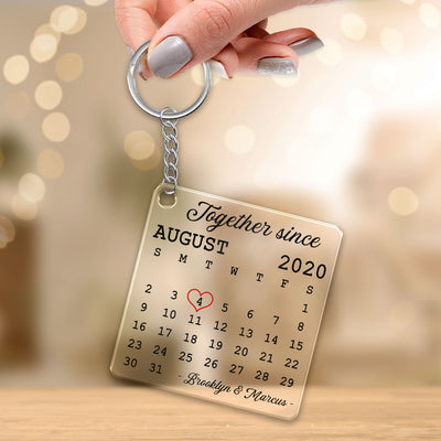 Simple Anniversary Date Calendar Personalized Acrylic Keychain