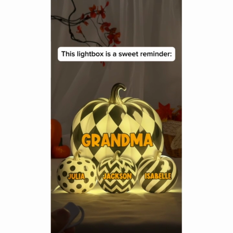 3D Effect Grandma Halloween Patterned Pumpkins Personalized LED Light Box