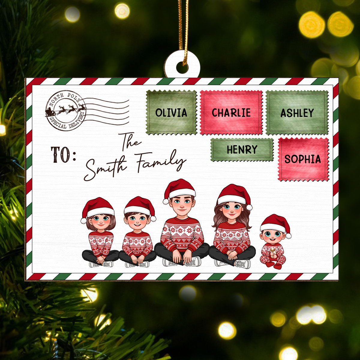 Santa Letter To Pretty Family Personalized Wooden Ornament