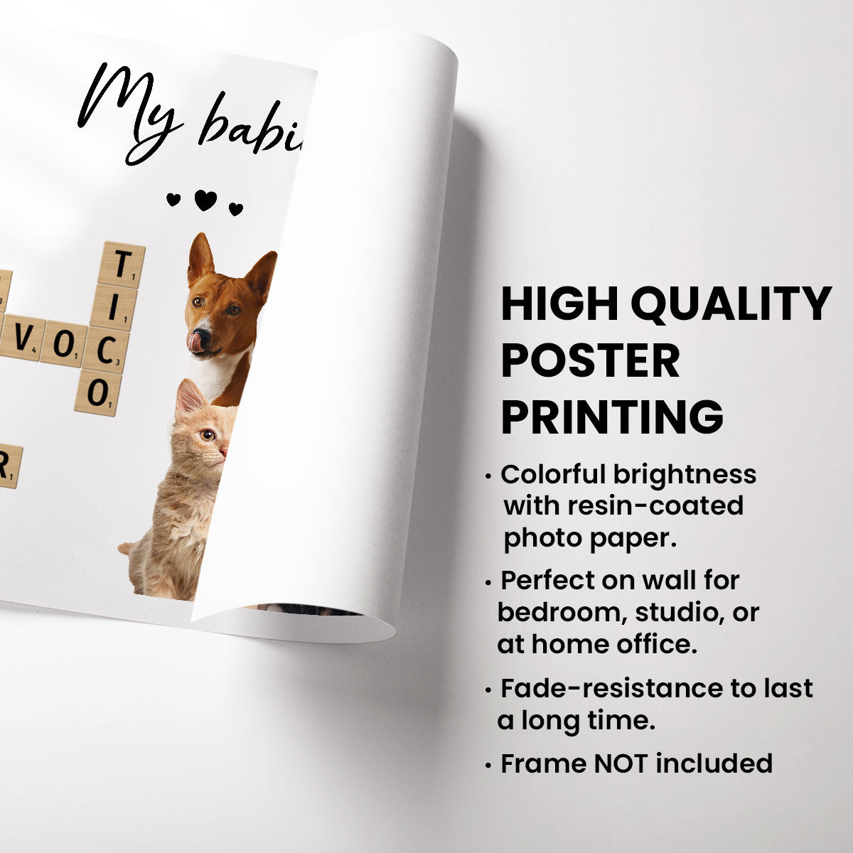 Personalized Pet Photo Crossword Puzzle Poster Wall Art, Unique Christmas Gift For Pet Owner, Dog Cat Lovers