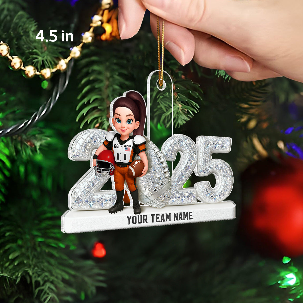 3D Shining Effect Christmas American Football Player - Personalized Acrylic Ornament - Christmas Gift For Football Players