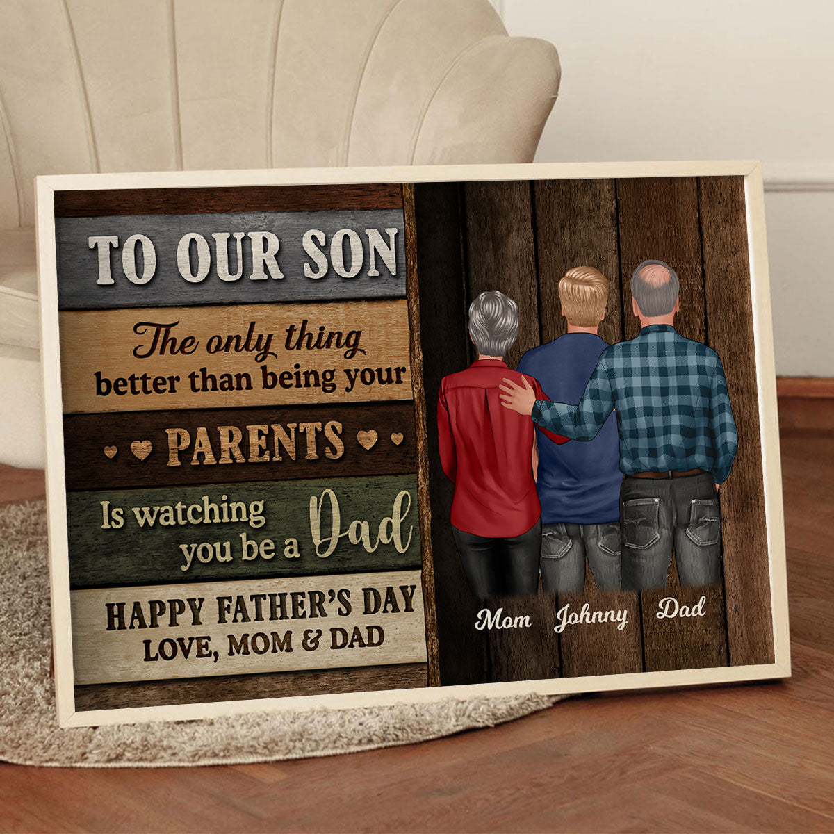 Colored Wood Pallets To My Son From Dad Mom Happy Father's Day Personalized Poster, Heartfelt Father's Day Gift For Son