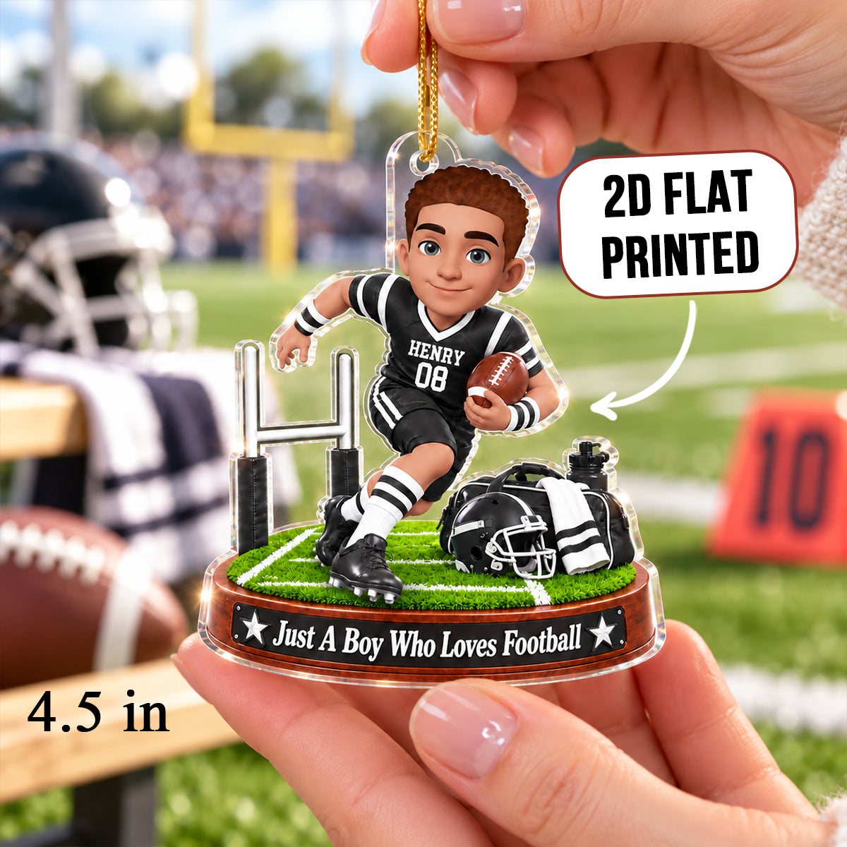 Just a Boy Who Loves Football - Personalized Acrylic Ornament - Christmas Gift for Son, Grandson