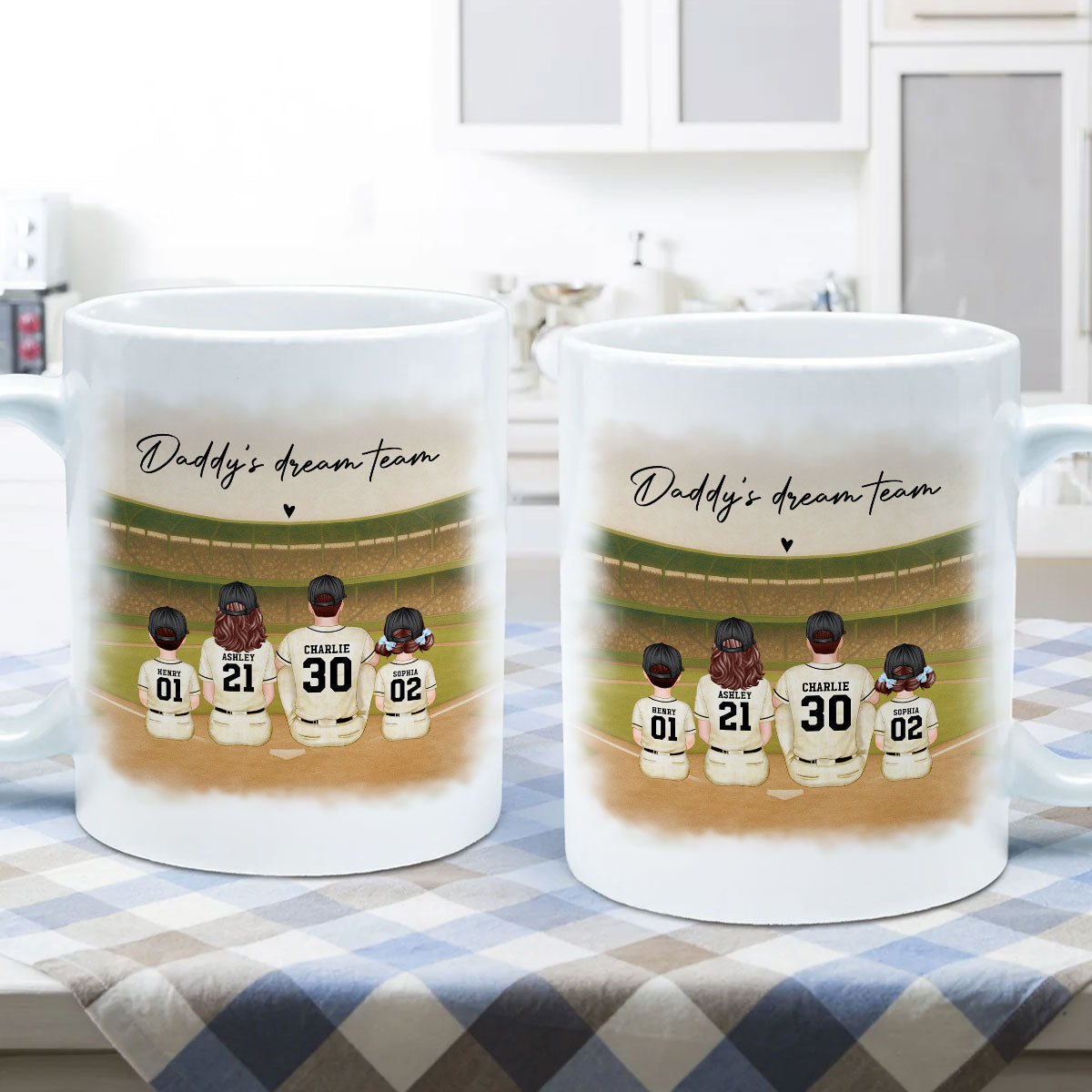 Retro Vintage Baseball Daddy's Dream Team Mug, Gift For Dad