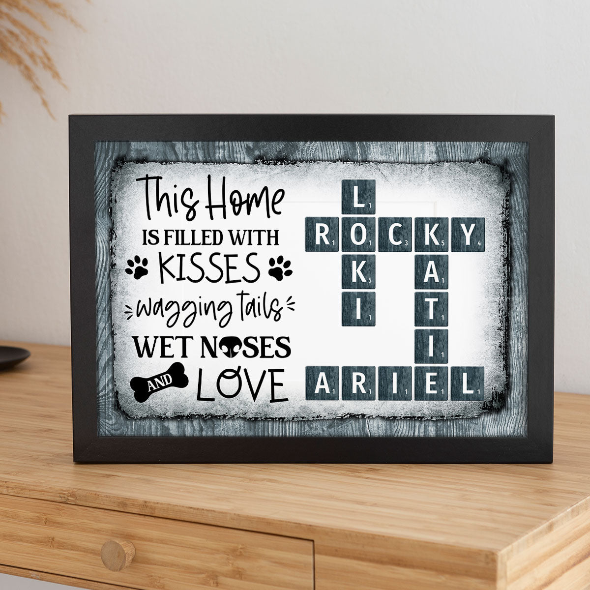This Home Filled With Kisses Wagging Tails Dog Lover Crossword Puzzle Wall Art Personalized Poster