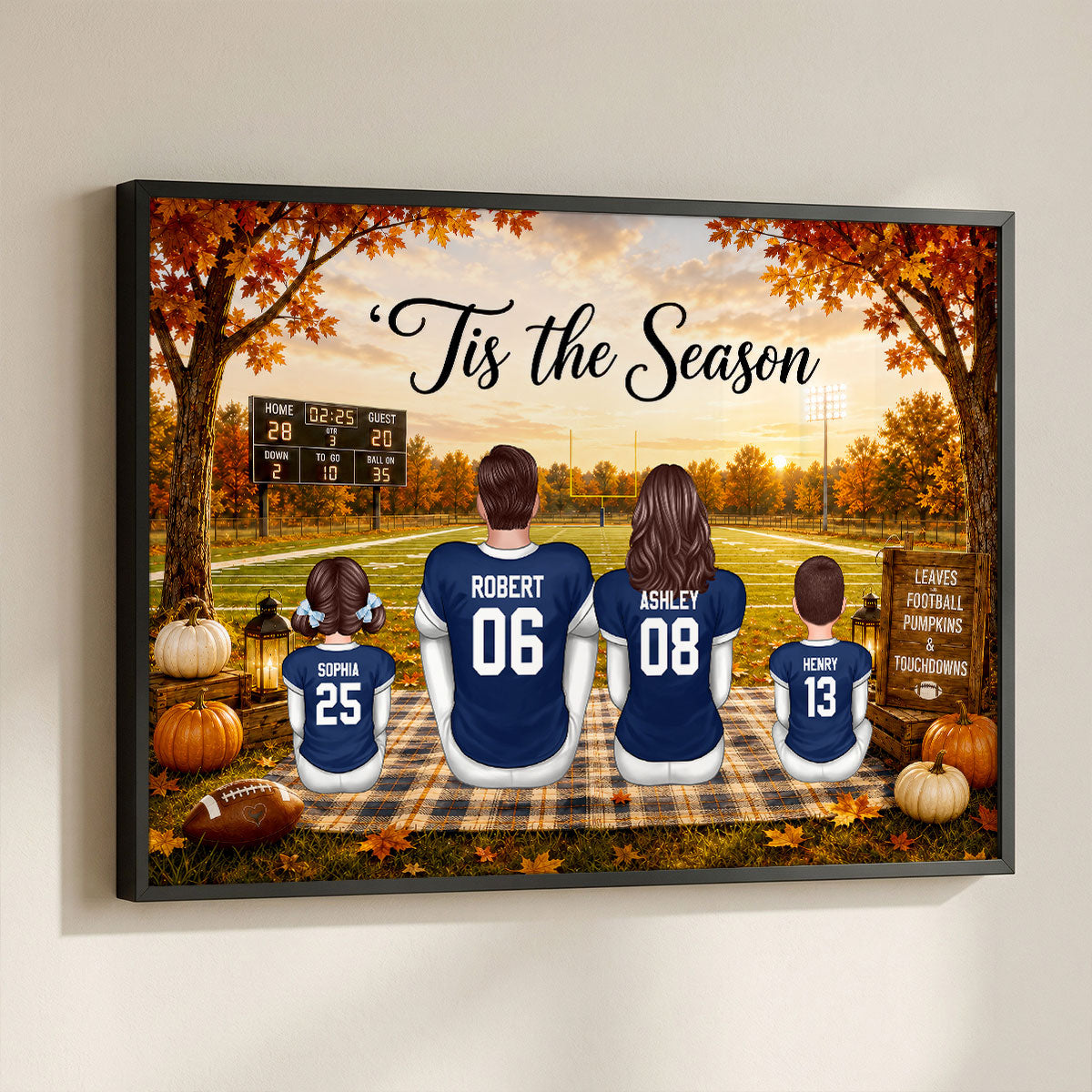 Trending Fall Season Football Family Sitting - Personalized Poster - Gift For Husband Dad Grandpa