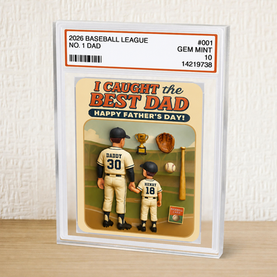 I Caught the Best Dad Baseball Trading Card Personalized Acrylic Block Plaque, Father's Day Gift for Dad, Gift for Husband