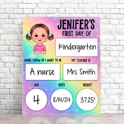 Rainbow Acrylic First Day Of School Personalized Reusable Board Sign, Back To School Gift
