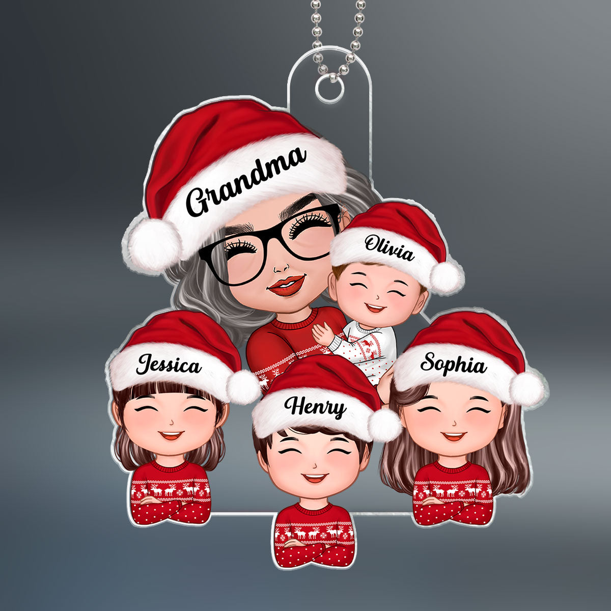 Doll Grandma Mom Hugging Kids Christmas Gift For Grandma Granddaughters Grandsons Personalized Acrylic Ornament
