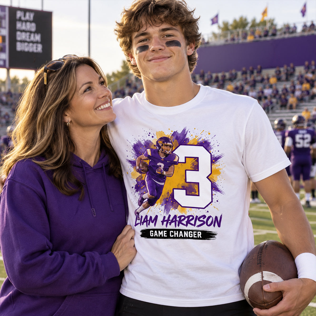Football Player Splash Watercolor Custom Portrait From Your Photo - Personalized Shirt - Football Mom & Team Gift